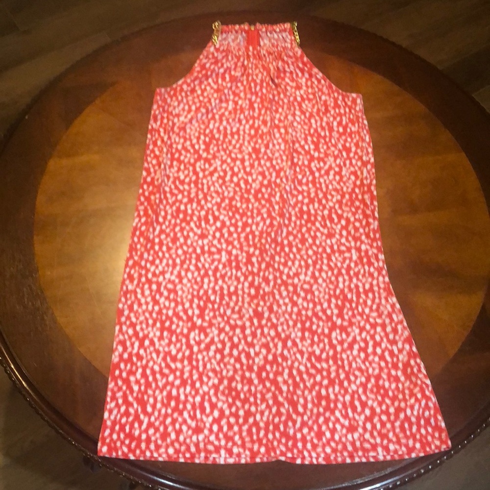 Michael Kors Sleeveless Halter Gold Chain Shift Dress Small